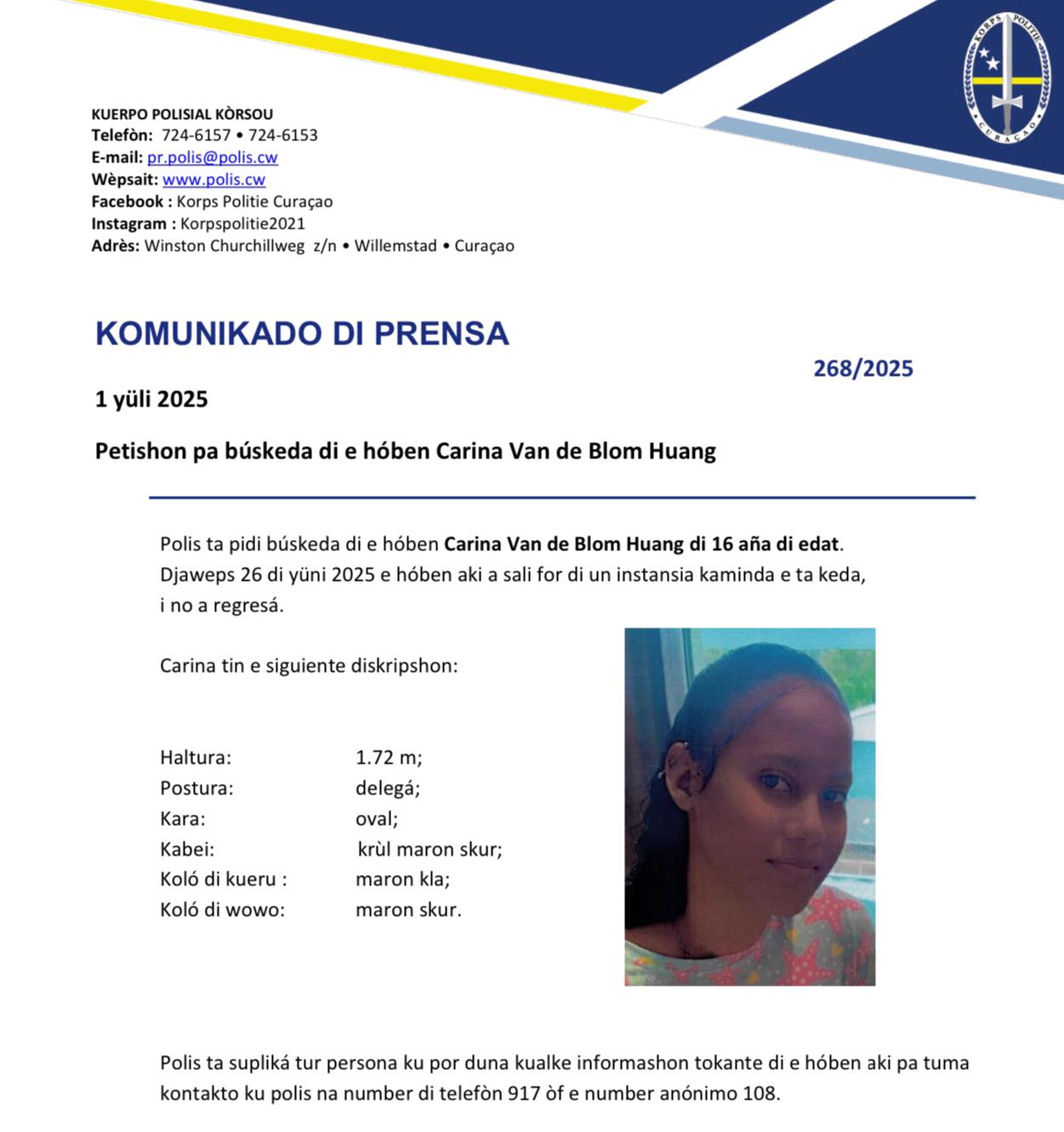 Politie: 16-jarige Carina is weer terecht