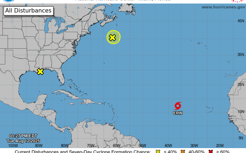National Hurricane Center waarschuwt voor mogelijke groei tropische storm Erin